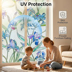 Coavas Window Privacy Film: Stained Glass Window Film Decorative 3D Violets - Image 4