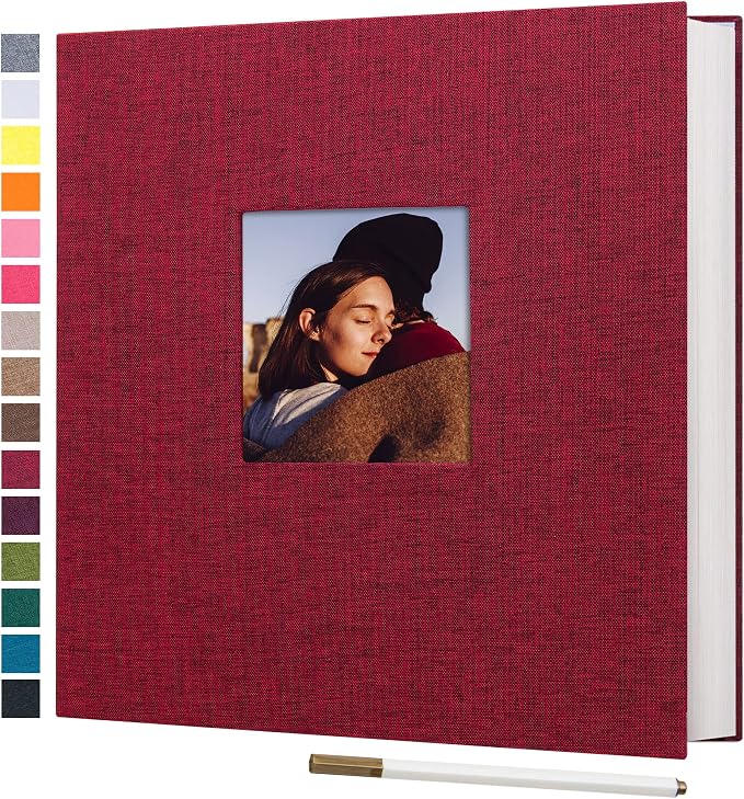potricher Large Photo Album Self Adhesive 3x5 4x6 5x7 8x10 Pictures Linen Cover by potricher