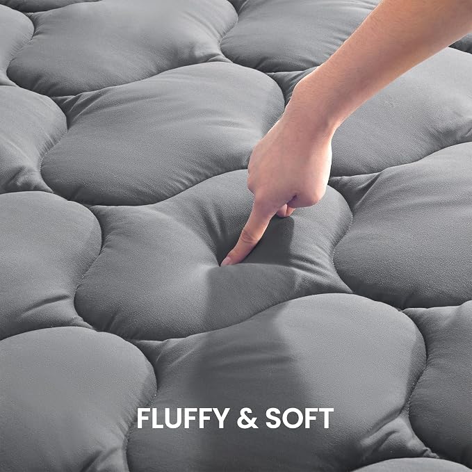 SLEEP ZONE Bedding Quilted Fitted Twin Mattress Pad Cover, Soft Fluffy Pillow - Image 2