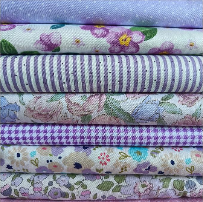7PCS 9.8" x 9.8" Quilting Fat Quarters Fabric Bundles, by Unknown