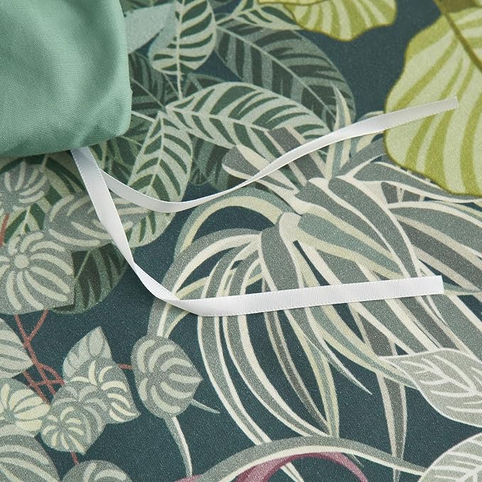 mixinni 100% Cotton Tropical Botanical Green Leaves Duvet Cover Queen Tree - Image 7