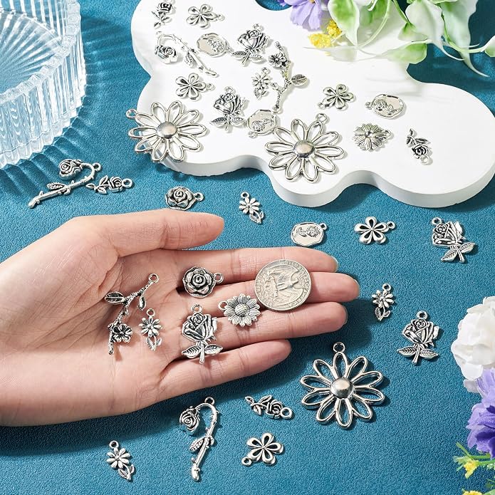 Craftdady Tibetan Style Antique Silver Alloy Pendants Cute Metal Dangle Charms - Image 7
