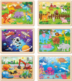 SYNARRY Wooden Puzzles for Kids Ages 4-6, 6 Packs 60 PCs Jigsaw Puzzles - Image 2