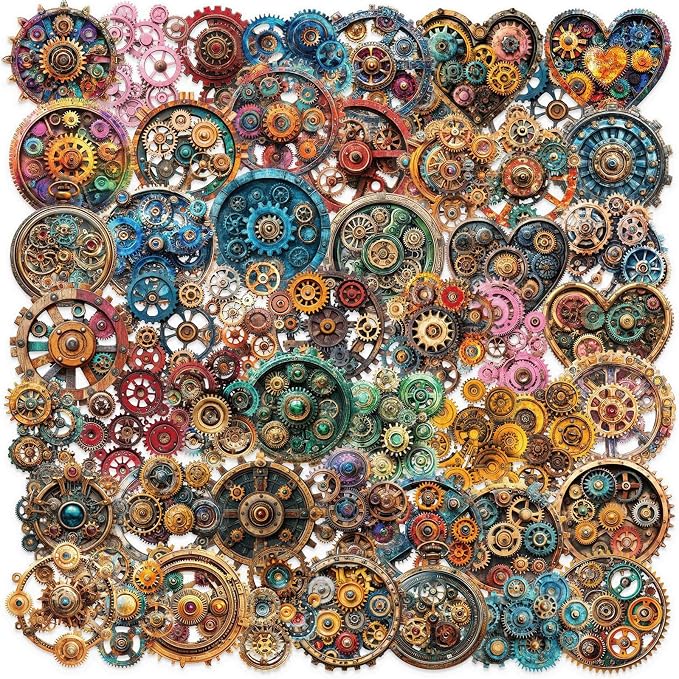 50 Pieces Gears Stickers for Scrapbooking, Self-Adhesive Scrapbooking Punk by Unknown