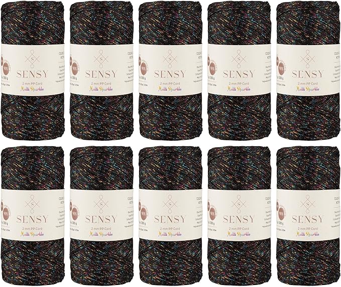 10 Skeins of Sensy Premium 2mm 251 Yards Sparkle Polyester Rope 90% by SSENSY