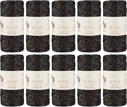 10 Skeins of Sensy Premium 2mm 251 Yards Sparkle Polyester Rope 90% by SSENSY