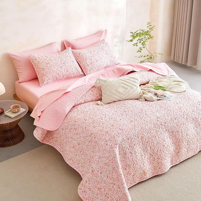 Wake In Cloud - Floral Quilt Set, Cute Vintage Flower Cottagecore Shabby Chic - Image 3