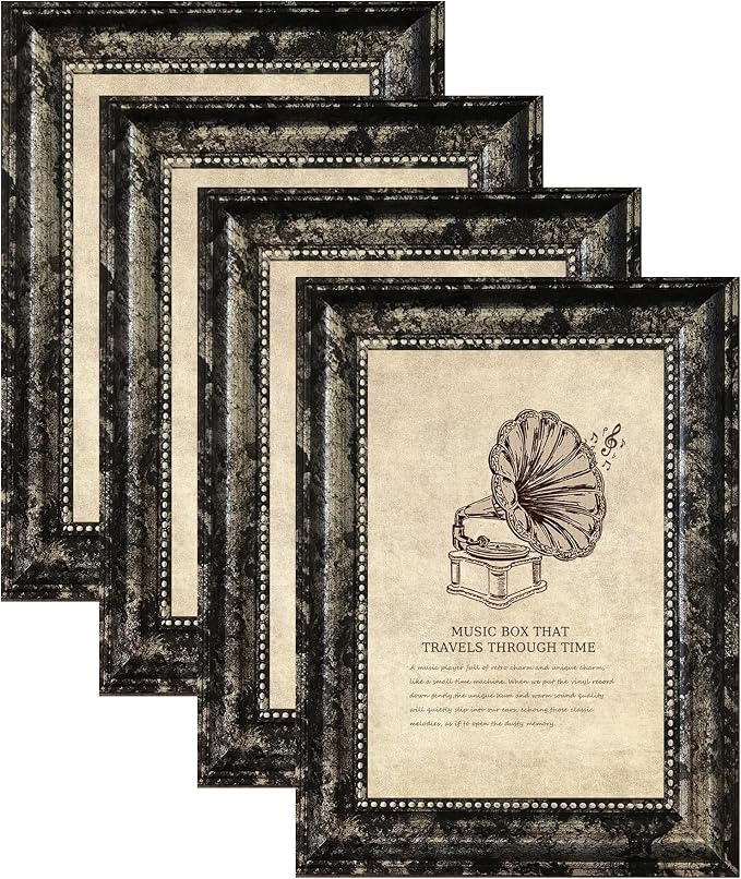 TKGYU 4x6 Picture Frame with Real Glass, 4 Pack Ornate Vintage Picture Frames by TKYGU