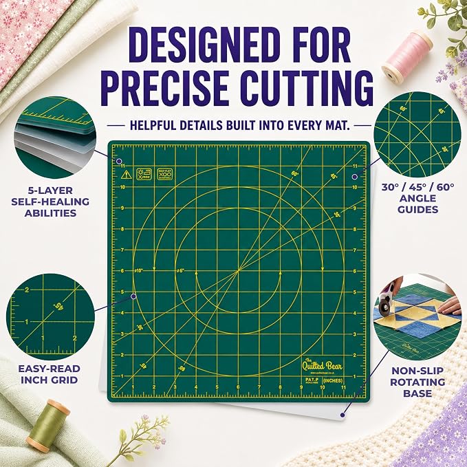 The Quilted Bear Rotating Cutting Mat 7" x 7" - Image 3