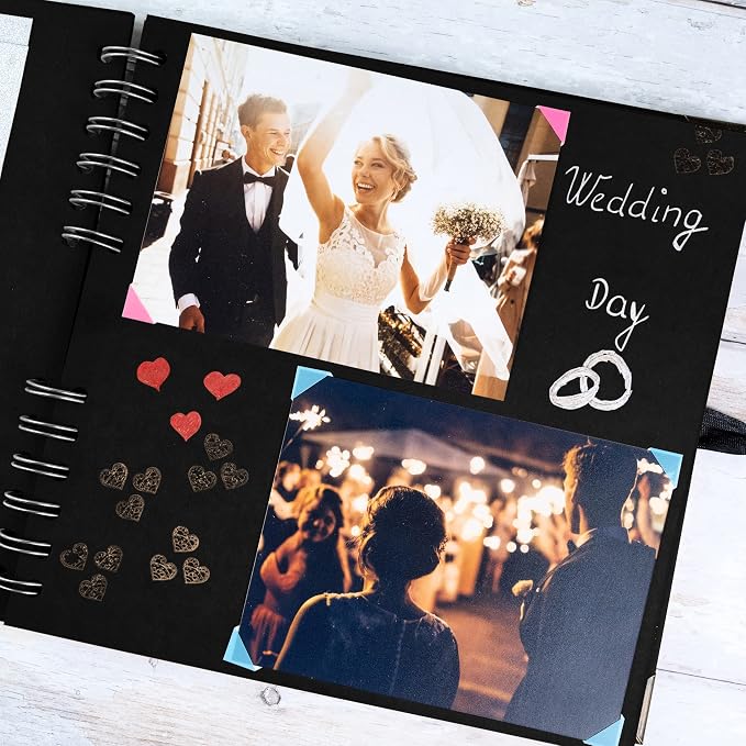 Bstorify Scrapbook Album 60 Pages Black Thick 250gsm Kraft Paper, Corner - Image 6