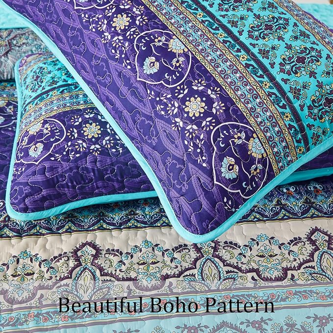 WONGS BEDDING Boho Quilt King Size, Lightweight Microfiber Bed Decor Bedspread - Image 6