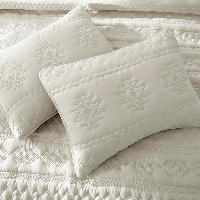 WDCOZY Beige Boho Quilt King Size Bedding Set - Image 4