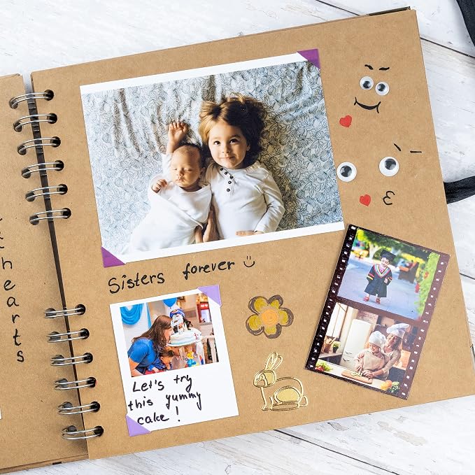 Bstorify Scrapbook Album 60 Pages Brown Thick 200gsm Kraft Paper, Photo Album - Image 7