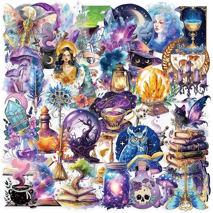 50-Piece Mystical Witchy Fantasy Aesthetic Sticker – Magical Witchcraft Stickers by YOKSAS