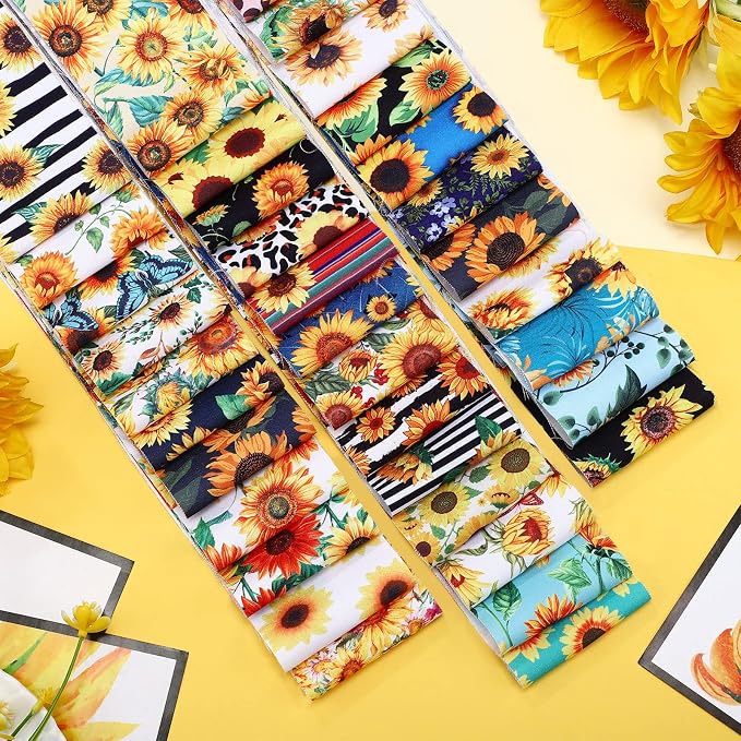 Kingdder 70 Pcs Sunflower Jelly Fabric Quilting Strips, 2.55 Inch Precut Cotton - Image 3
