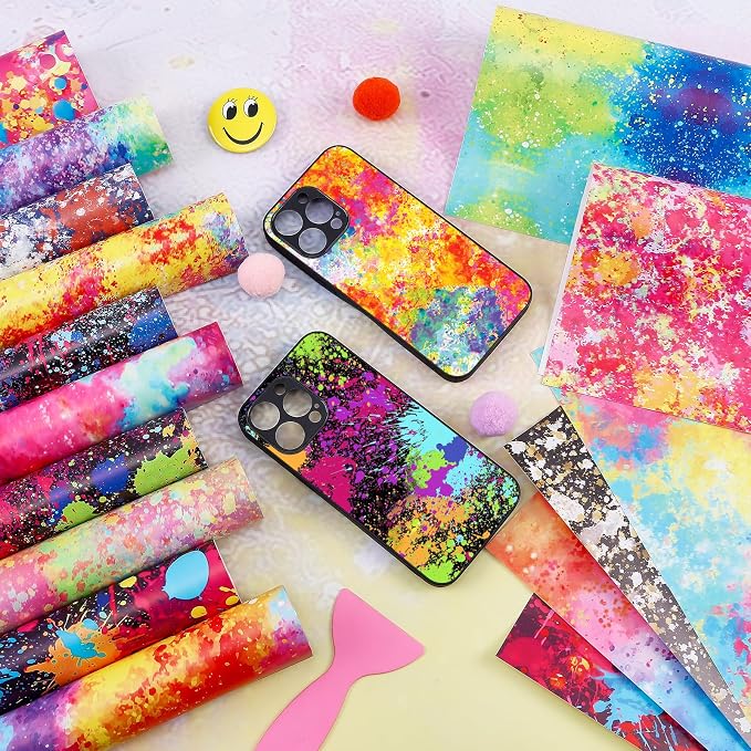 Paint Splatter Patterned Permanent Adhesive Vinyl 16pcs 12'' x 10'' | Paint - Image 6