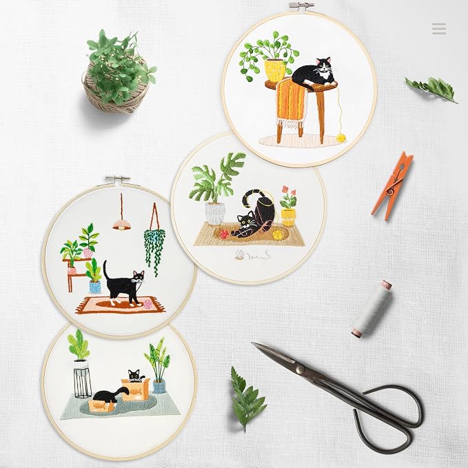 Bonroy 4 Sets Embroidery Set for Beginners, Art Craft, Easy Sewing, Includes - Image 3