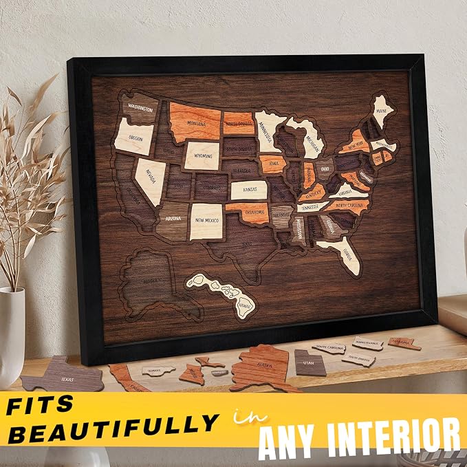 flinelife USA Travel Map, Wooden USA Map Puzzle - Image 7