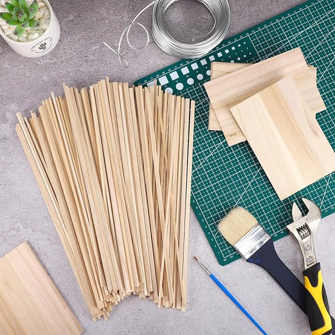 240 Pieces Balsa Wood Sticks Hardwood Square Wooden Craft Dowel Rods Unfinished - Image 4