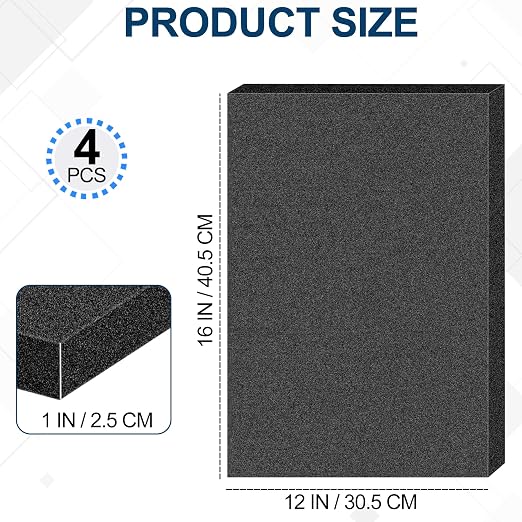 4 PCS Polyurethane Foam Sheets 16" L x 12" W x 1" T Packing Foam Inserts - Image 2