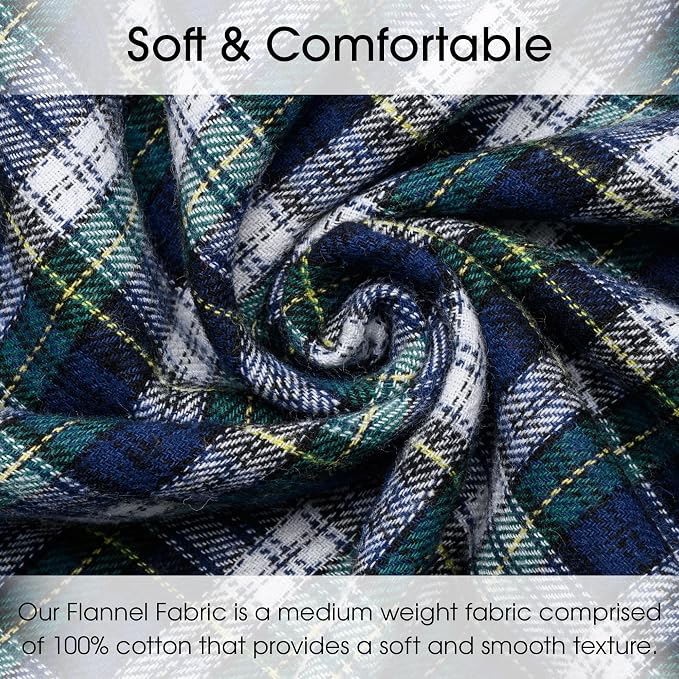 Pico Textiles 1 Yard Green and Blue Tartan Plaid Flannel Fabric - Image 2