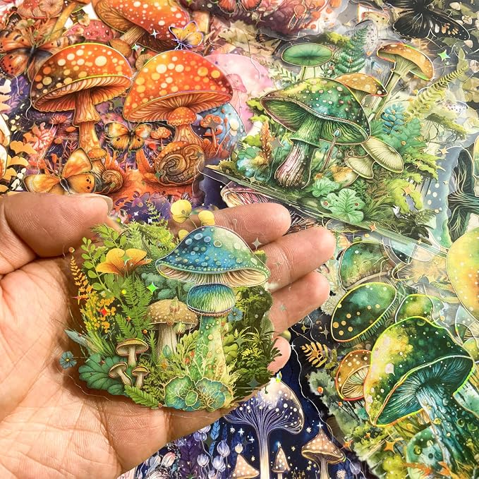 60PCS Holographic Mushroom Stickers - Image 4