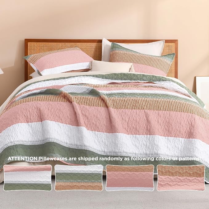 Litanika King Size Quilt Set Pink, Soft Lightweight Polyester Comforter Bedding - Image 5