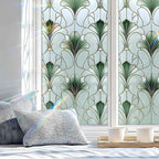 Stained Glass Window Privacy Film: Non-Adhesive Sun and Landscape Mosaic Design - Image 4
