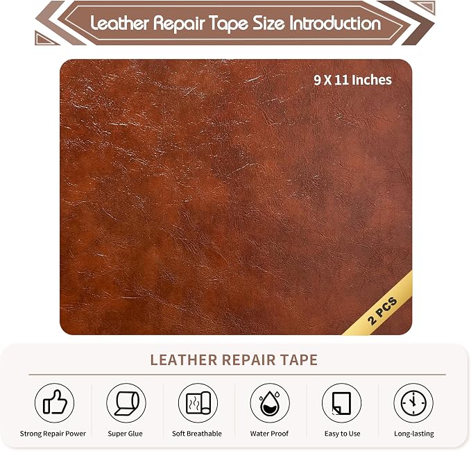 KING MOUNTAIN Leather Repair Patch, 2 Packs 9 x 11 Inches self Adhesive Leather - Image 4