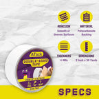 ATack Clear Double-Sided Tape, Easy Tear by Hand, 2 Inches x 30 Yards, Wall - Image 2