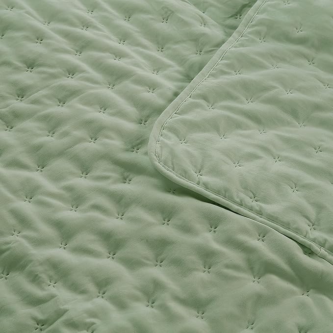 ROARINGWILD Sage Green King Size Quilt Bedding Set, Lightweight Soft Bedspread - Image 6