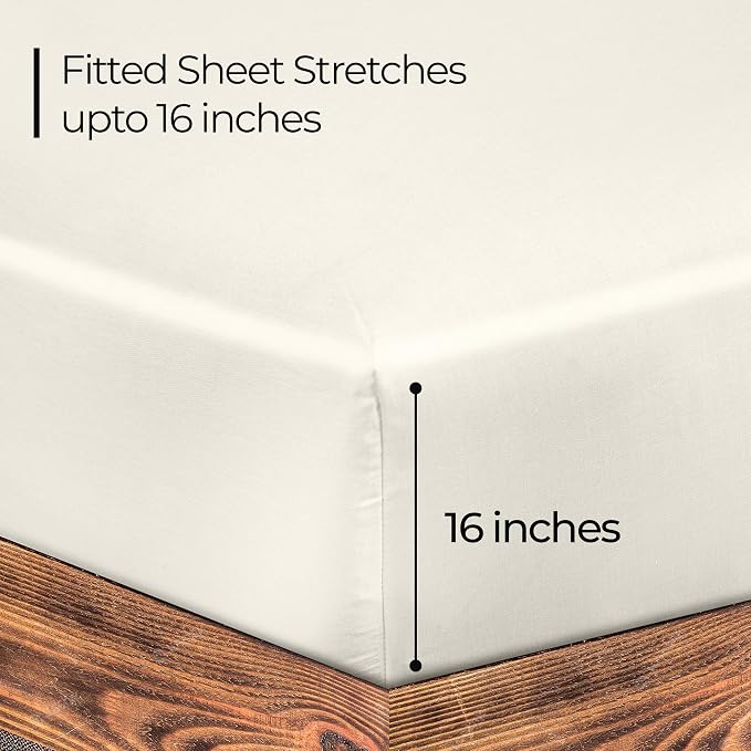 ROYALE LINENS 300 Thread Count 100% Long Staple Combed Cotton Fitted Sheet Full - Image 2