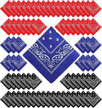 100 Pack Bandanas Unisex Paisley Bandanas Bulk Multi Purpose Cowboy Head Wrap by Handepo
