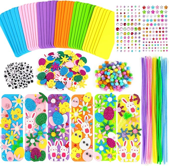 Easter Kids Craft Kit 36Sets Spring Foam Stickers Bookmark Ornament Decor | 36 by JULBEAR