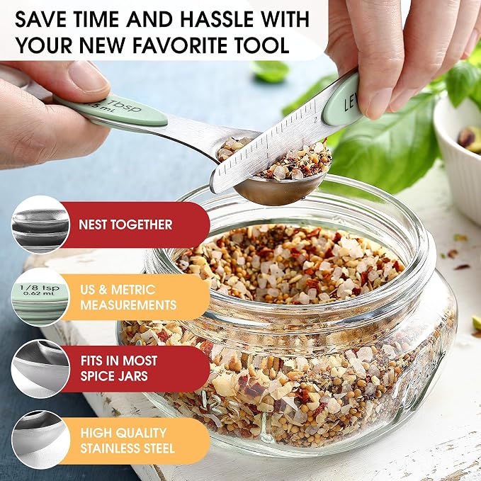 Spring Chef Stainless Steel Magnetic Measuring Spoons Set of 8 - Image 6
