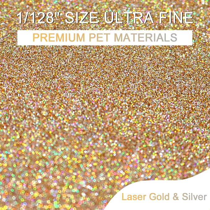 Ceya 3.8oz/ 110g Holographic Ultra Fine Glitter Powder Laser Gold and Silver - Image 2
