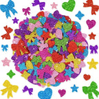 875PCS Glitter Foam Stickers, Colorful Heart & Star & Bow Stickers, by Unknown