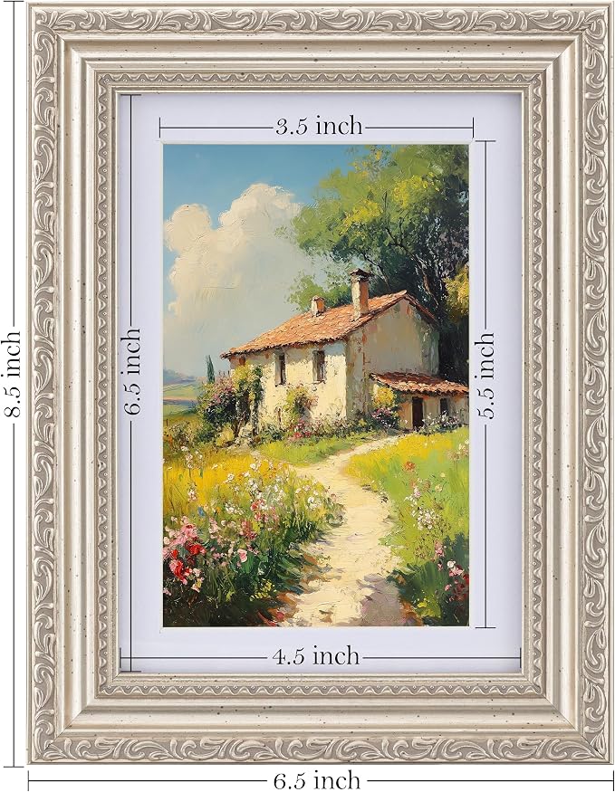 eletecpro 5x7 Vintage Picture Frame, Glass Cover, Horizontal or Vertical - Image 3