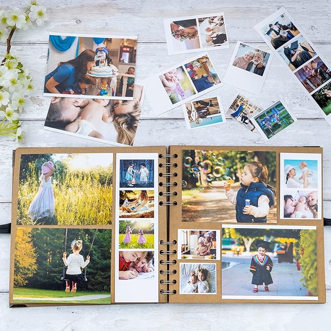 Bstorify Scrapbook Album 60 Pages Brown Thick 200gsm Kraft Paper, Photo Album - Image 5