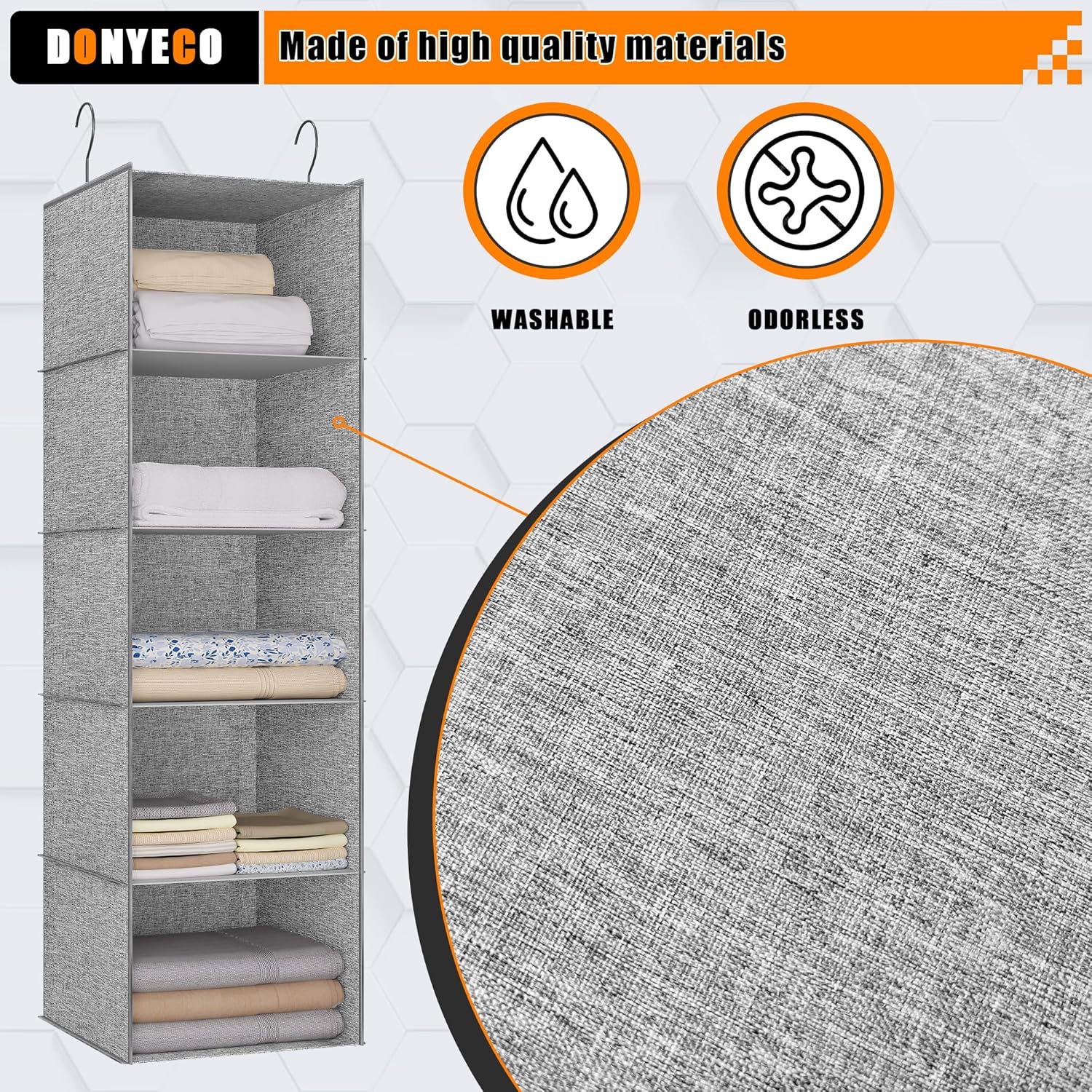 5-Shelf Hanging Storage Closet Organizer, Linen Rv Storage and Organization for Wardrobe, Inside, Camper Accessories, Nursery, Baby Room