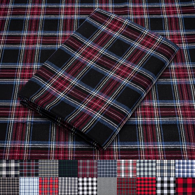 Pico Textiles 3 Yards Bolt Red and Black Tartan Plaid Flannel Fabric by PicoTextiles
