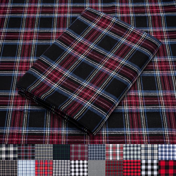 Pico Textiles 4 Yards Bolt Red and Black Tartan Plaid Flannel Fabric by PicoTextiles