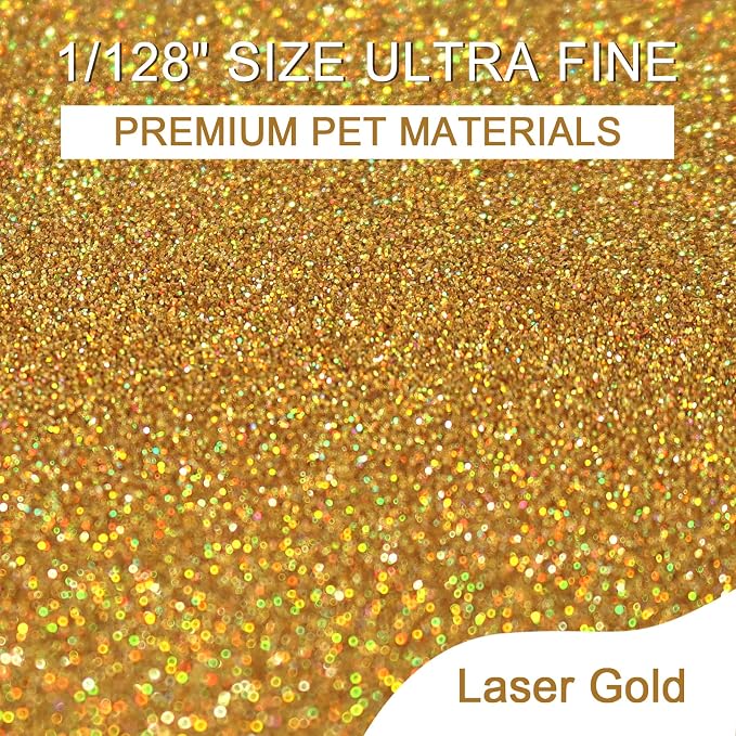 Ceya 3.8oz/ 110g Holographic Ultra Fine Glitter Powder Laser Gold Glitter - Image 2