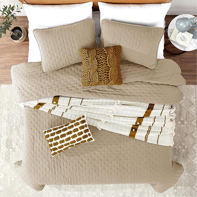 Beige Cloud King Size Quilt Bedding Sets - Image 2