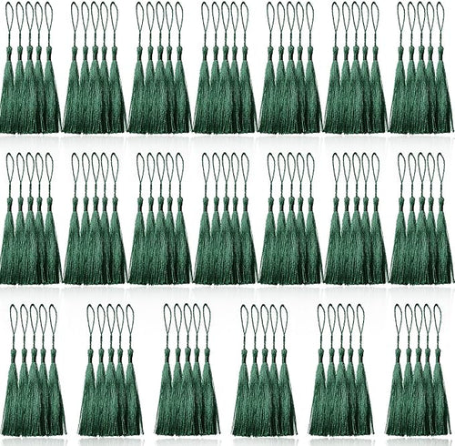 100 Pcs Dark Green Mini Tassels 13cm/5 Inch by CREATRILL