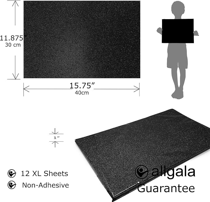 Allgala X-Large Glitter EVA Foam Sheets 12 Pack 12x16 inch Paper Sheets- Black - Image 2