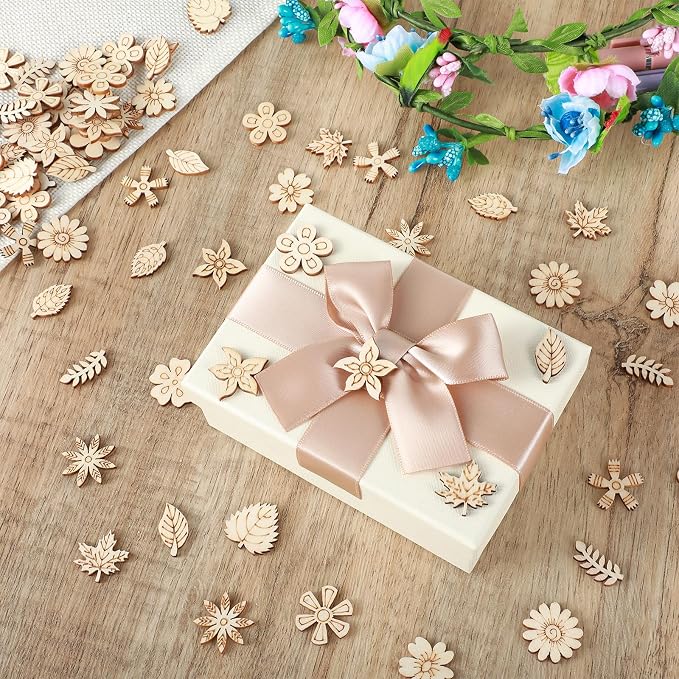 100 Pack Wooden Flower Cutouts for Crafts, 20mm Wood Spring Ornaments to Paint - Image 6