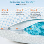 UYWO Cooling Firm Bed Pillows Set of 2, Shredded Memory Foam Pillows - Image 5