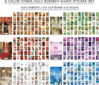 PRSTINCOL 6 Sets 300 Pcs Washi Stickers Set Assorted Colors Aesthetic Sticker - Image 2