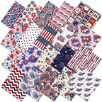 HunnmingRe 20 Pcs 10''x10'' Patriotic Quilting Fabric Square Red White Blue by HunnmingRe
